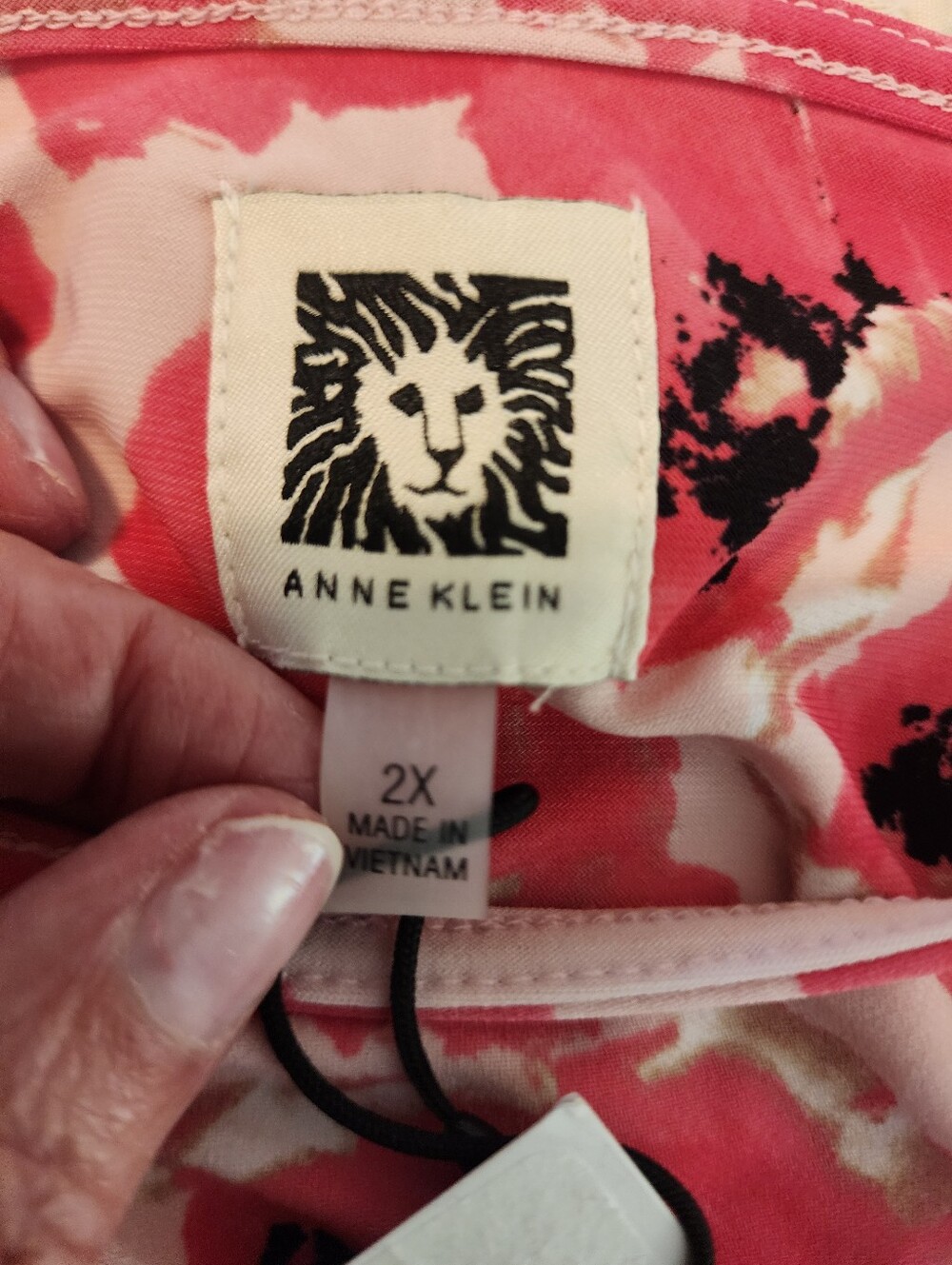 Anne Klein Sleeveless Pink White Floral Gathered Front Top NWT 2X Coastal - Picture 4 of 9